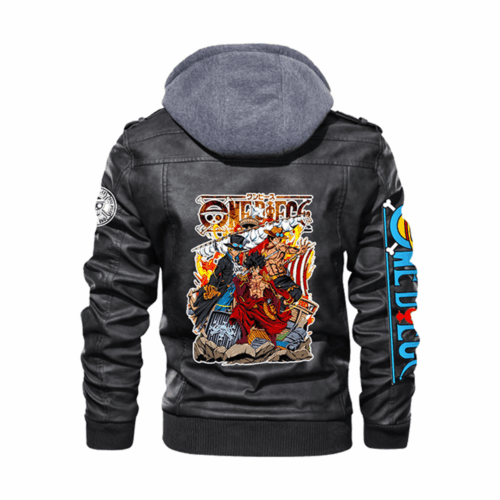 AA001 Leather Jacket One Piece Luffy Ace Sabo Design