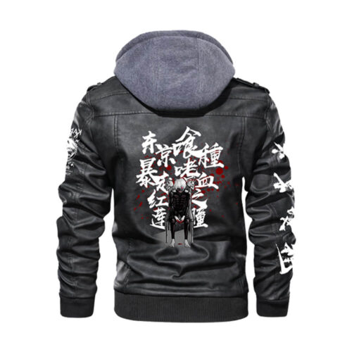 BJ001 Leather Jacket Featuring T0kyo Gh0ul Kaneki Dark Typography Art