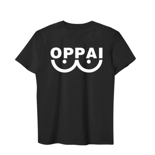 Saitama Unisex Black Casual Tee with Funny OPPAI Graphic Print