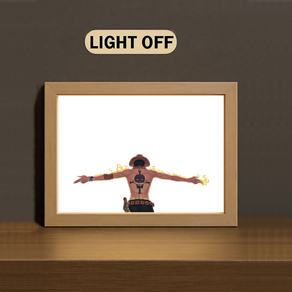 AA004 Light Painting 3 Color Featuring Ace Fire Fist Back View Flame Scene Artwork - Image 2