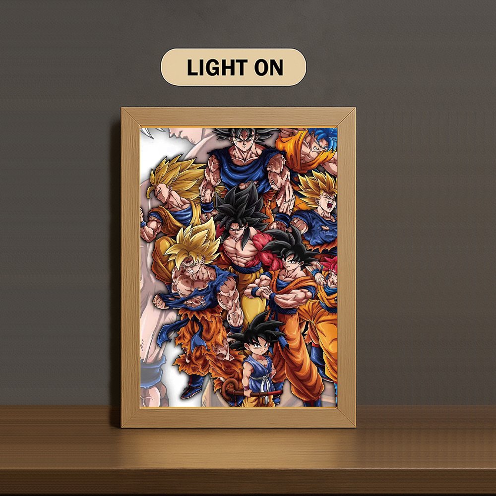 AC002 Light Painting 3 Color Featuring Dr4gon B4ll Kid G0ku Evolution Collage Scene - Image 3