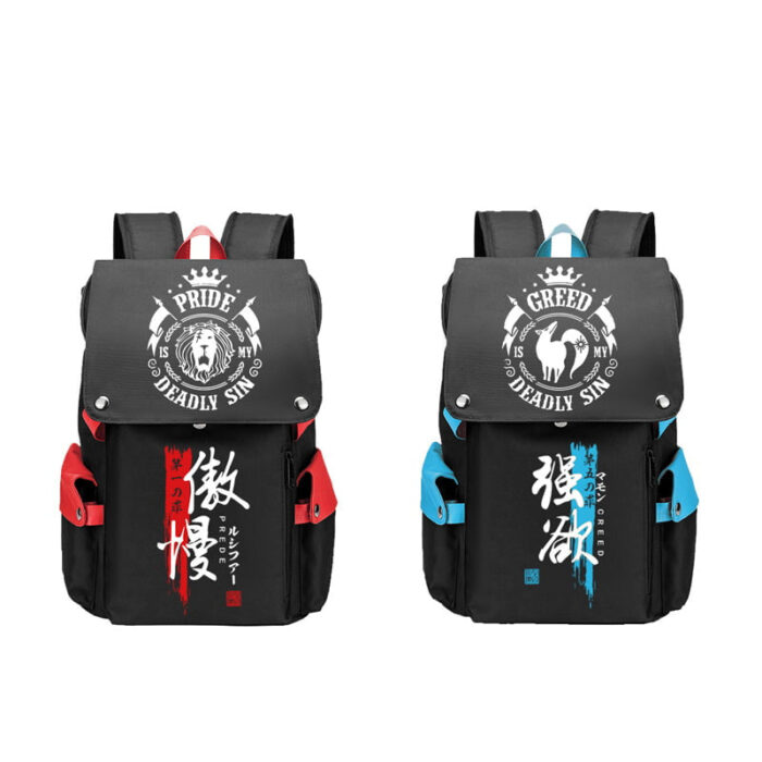 BK Backpack Featuring Seven Deadly S1ns Envy Pride Emblem Design