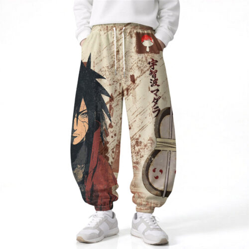 AB001 Anime Pants Loose Drawstring Wide Leg Elastic Waist