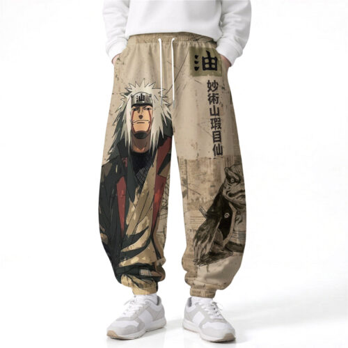 AB004 Anime Pants Loose Drawstring Wide Leg Elastic Waist