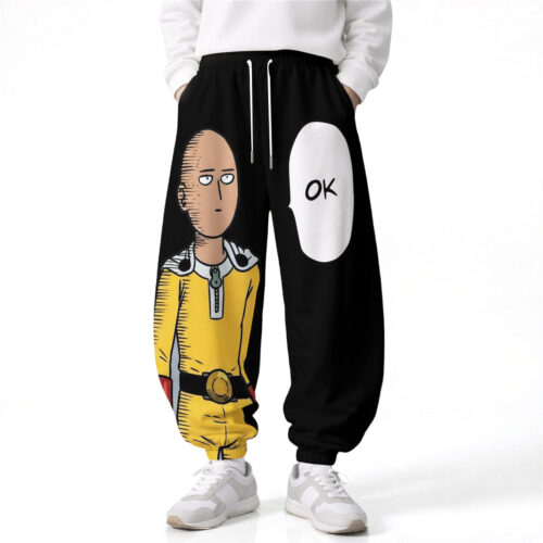 AH001 Pants One Punch Man Saitama Loose Wide Leg Drawstring Elastic Waist