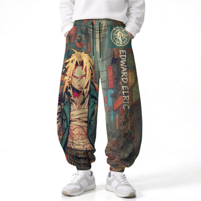 BB001 Anime Pants Loose Drawstring Wide Leg Elastic Waist