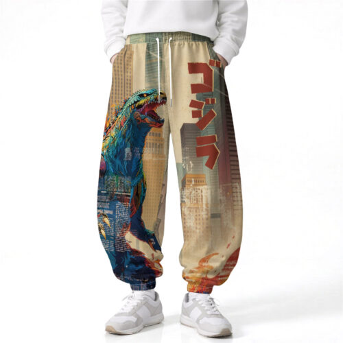 BM001 Pants Godzilla Loose Wide Leg Drawstring Elastic Waist