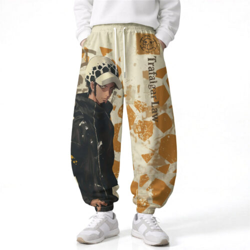 AA005 Pants One Piece Trafalgar Law Loose Wide Leg Drawstring Elastic Waist