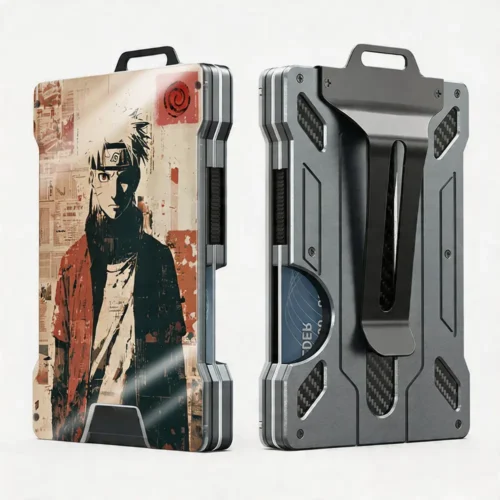 AB Metal Wallet Featuring Narut0 Ninja Character And Akatsuki Symbol Style Design