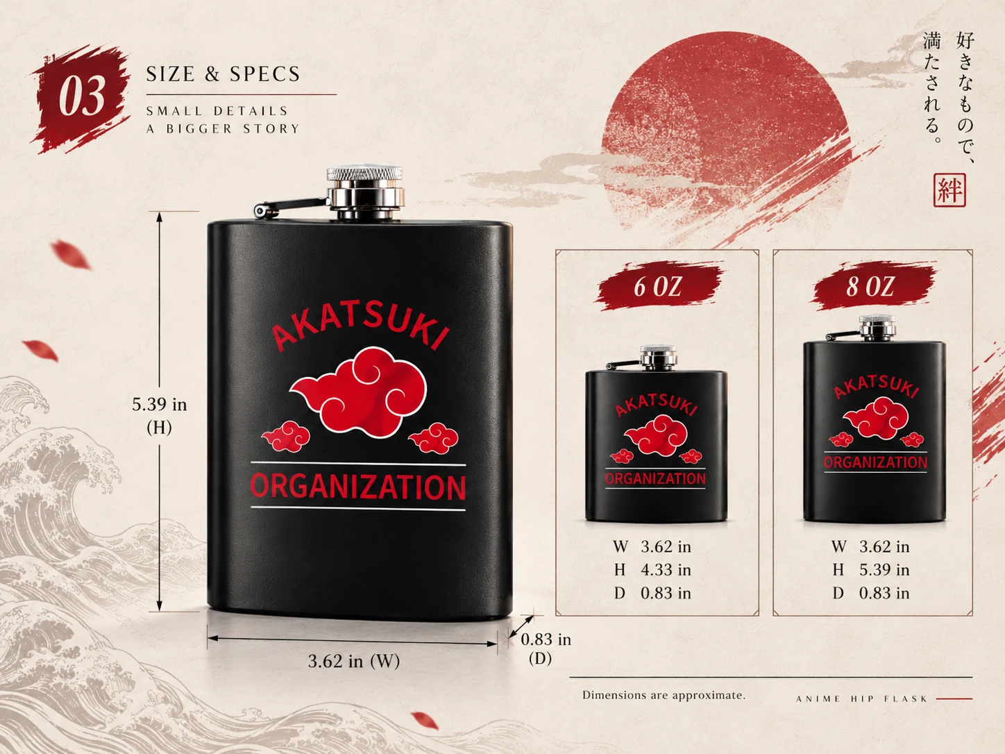 Hip Flask Size and Dimensions